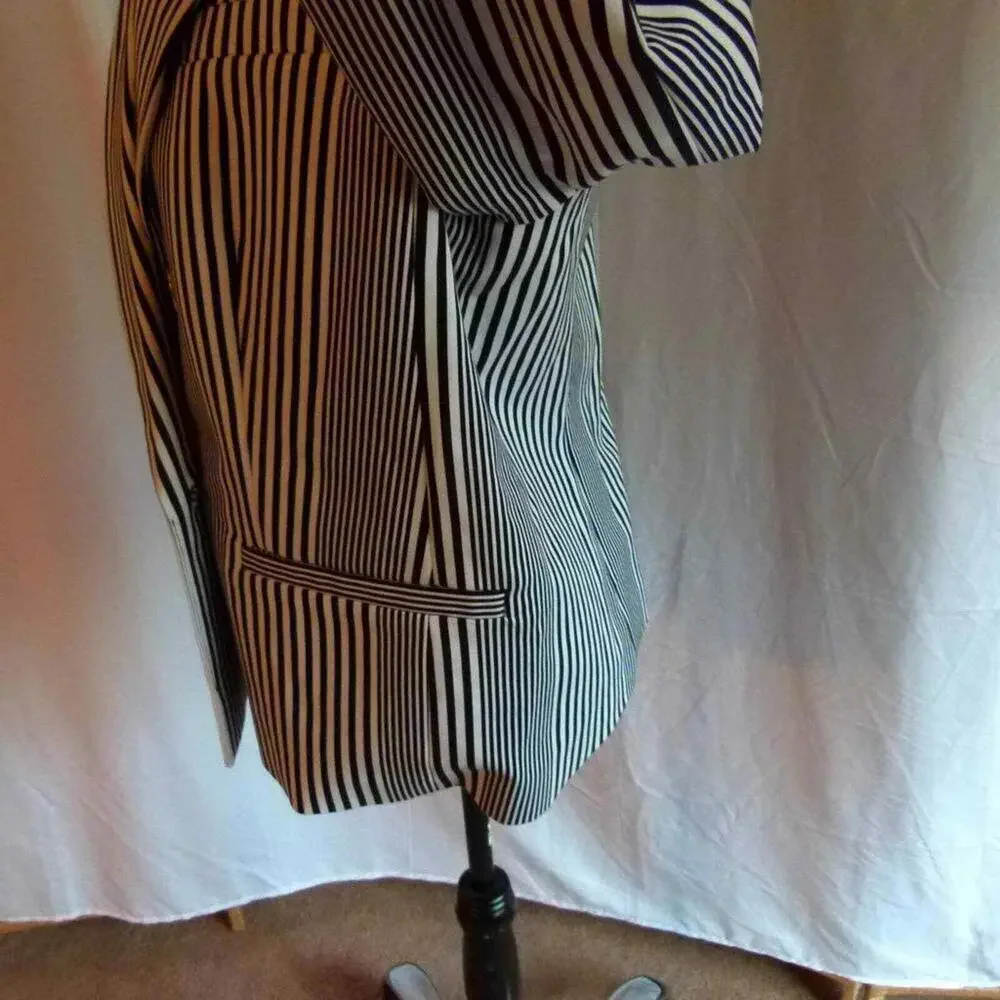 NWOT Michael Kors Navy white Striped double breasted blazer 12